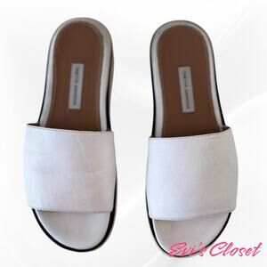 Tabitha Simmons Black & White Leather Platform Slide Sandals 1.5" Heel Sz 7